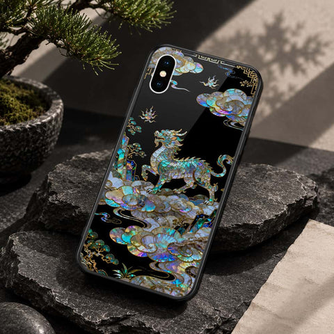 iPhone XS / X - Pearl Dynasty Series - HQ Ultra Shine Premium Infinity Glass Soft Silicon Borders Case