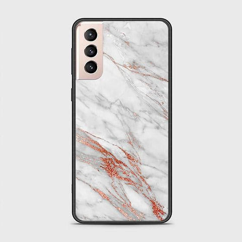 Samsung Galaxy S21 FE 5G Cover - White Marble Series - D386- HQ Ultra Shine Premium Infinity Glass Soft Silicon Borders Case ( Fast Delivery )
