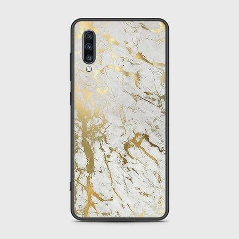 Samsung Galaxy A70s Cover - White Marble Series - HQ Ultra Shine Premium Infinity Glass Soft Silicon Borders Case