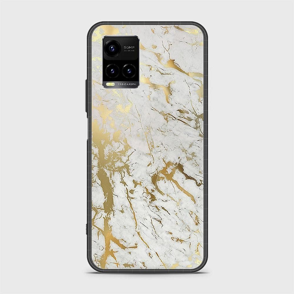 Vivo Y33s Cover - White Marble Series - D350 - HQ Ultra Shine Premium Infinity Glass Soft Silicon Borders Case ( Fast Delivery )