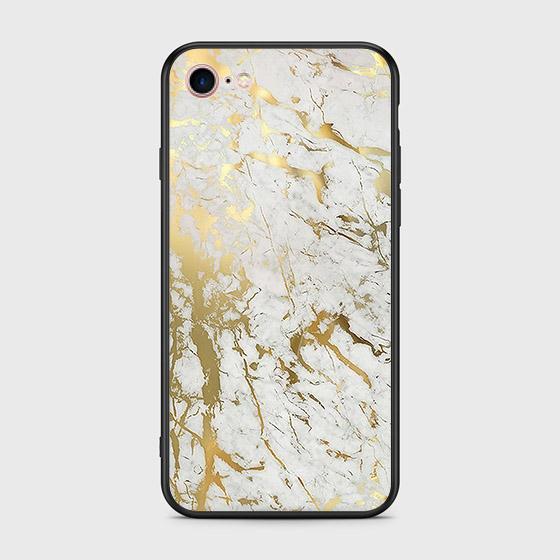 iPhone 8 / 7 Cover - White Marble Series - D6 - HQ Ultra Shine Premium Infinity Glass Soft Silicon Borders Case ( Fast Delivery )