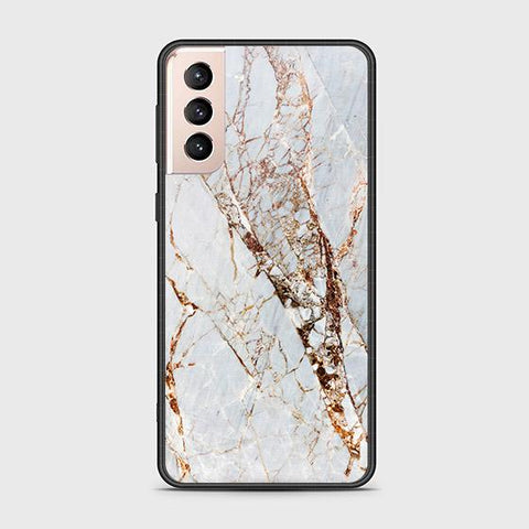 Samsung Galaxy S21 FE 5G Cover - White Marble Series - D386- HQ Ultra Shine Premium Infinity Glass Soft Silicon Borders Case ( Fast Delivery )