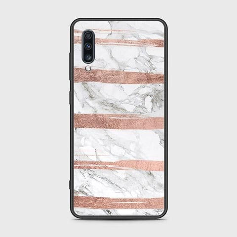 Samsung Galaxy A70s Cover - White Marble Series - HQ Ultra Shine Premium Infinity Glass Soft Silicon Borders Case