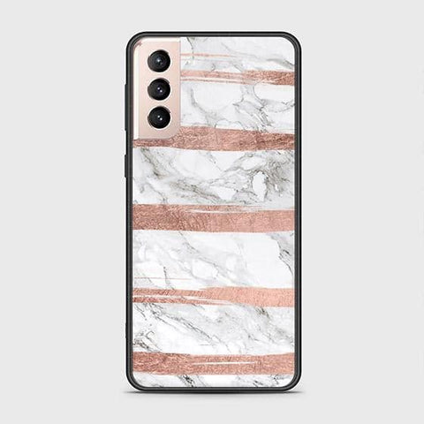 Samsung Galaxy S21 FE 5G Cover - White Marble Series - D386- HQ Ultra Shine Premium Infinity Glass Soft Silicon Borders Case ( Fast Delivery )