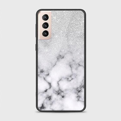 Samsung Galaxy S21 FE 5G Cover - White Marble Series - D386- HQ Ultra Shine Premium Infinity Glass Soft Silicon Borders Case ( Fast Delivery )