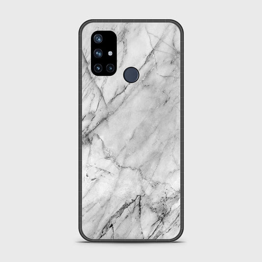 OnePlus Nord N10 5G Cover- White Marble Series - HQ Ultra Shine Premium Infinity Glass Soft Silicon Borders Case ( Fast Delivery )