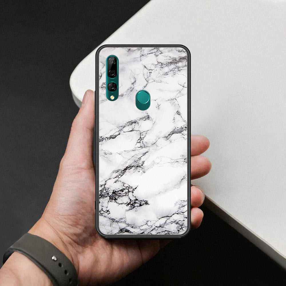Huawei Y9 Prime 2019 Cover - White Marble Series - HQ Ultra Shine Premium Infinity Glass Soft Silicon Borders Case