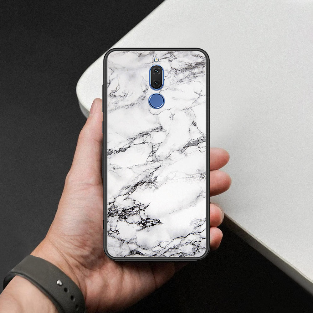 Huawei Mate 10 Lite Cover - White Marble Series - HQ Ultra Shine Premium Infinity Glass Soft Silicon Borders Case