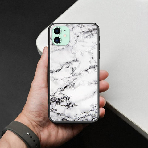 iPhone 11 - White Marble Series - HQ Ultra Shine Premium Infinity Glass Soft Silicon Borders Case