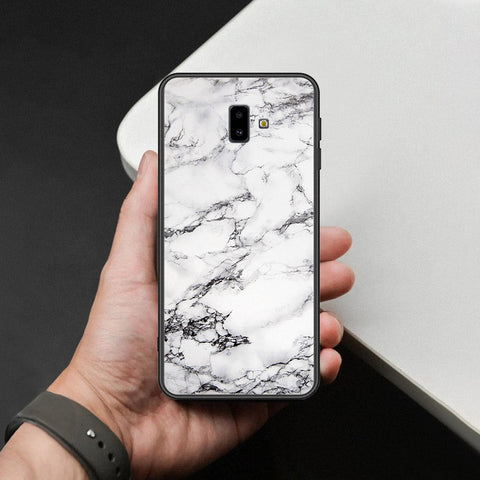 Samsung Galaxy J6 Plus 2018 Cover - White Marble Series - HQ Ultra Shine Premium Infinity Glass Soft Silicon Borders Case