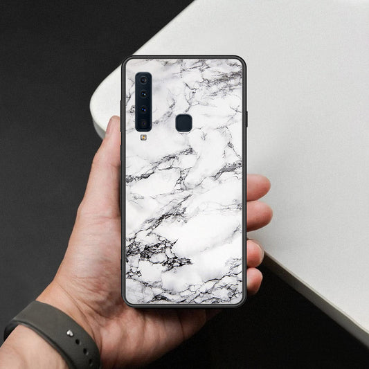 Samsung Galaxy A9 2018 Cover - White Marble Series - HQ Ultra Shine Premium Infinity Glass Soft Silicon Borders Case