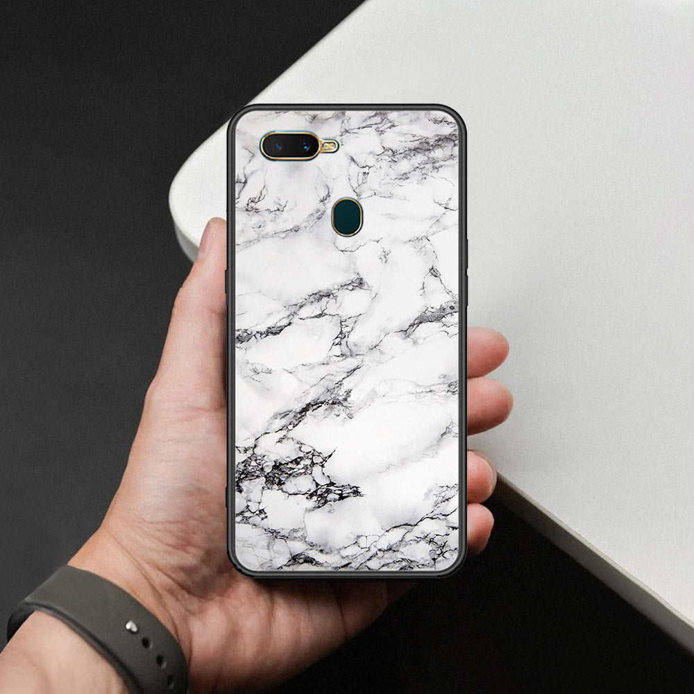 Oppo A11k Cover - White Marble Series - HQ Ultra Shine Premium Infinity Glass Soft Silicon Borders Case