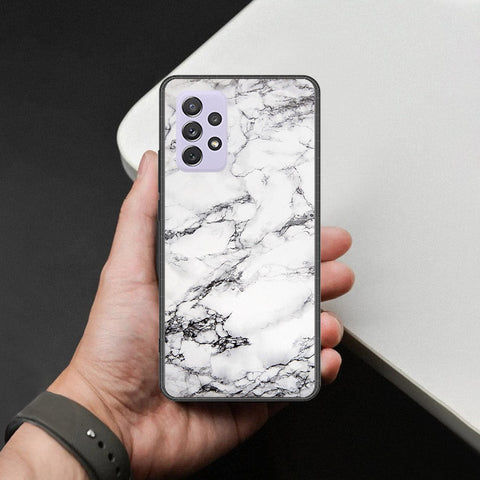 Samsung Galaxy A72 Cover - White Marble Series - HQ Ultra Shine Premium Infinity Glass Soft Silicon Borders Case