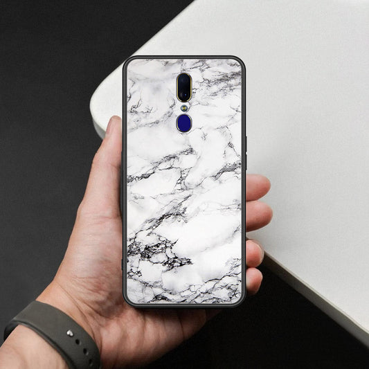 Oppo F11 Cover - White Marble Series - HQ Ultra Shine Premium Infinity Glass Soft Silicon Borders Case