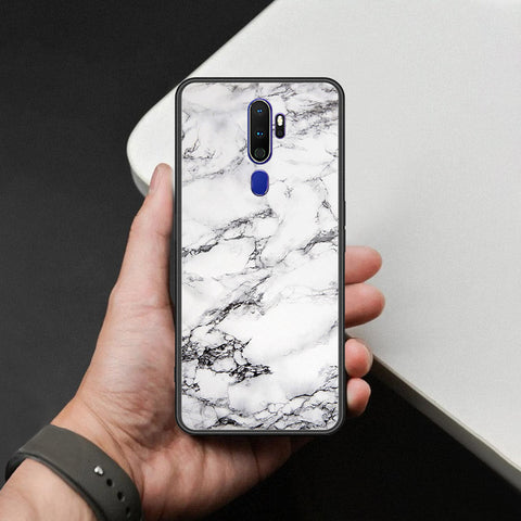 Oppo A5 2020 Cover - White Marble Series - HQ Ultra Shine Premium Infinity Glass Soft Silicon Borders Case