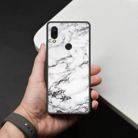 Xiaomi Redmi 7 Cover - White Marble Series - HQ Ultra Shine Premium Infinity Glass Soft Silicon Borders Case