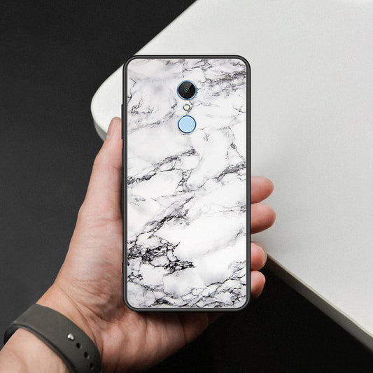 Xiaomi Redmi Note 5 / Redmi 5 Plus Cover - White Marble Series - HQ Ultra Shine Premium Infinity Glass Soft Silicon Borders Case