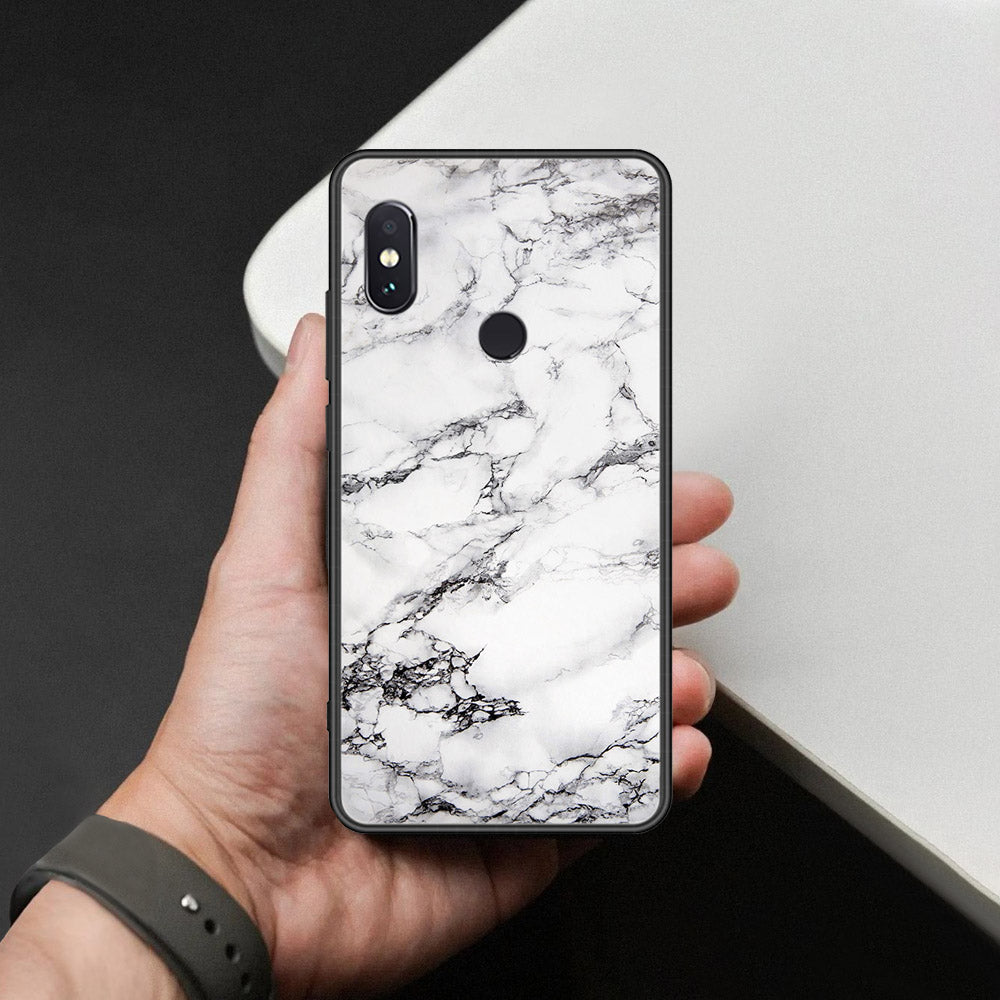 Xiaomi Redmi Note 5 Pro Cover - White Marble Series - HQ Ultra Shine Premium Infinity Glass Soft Silicon Borders Case