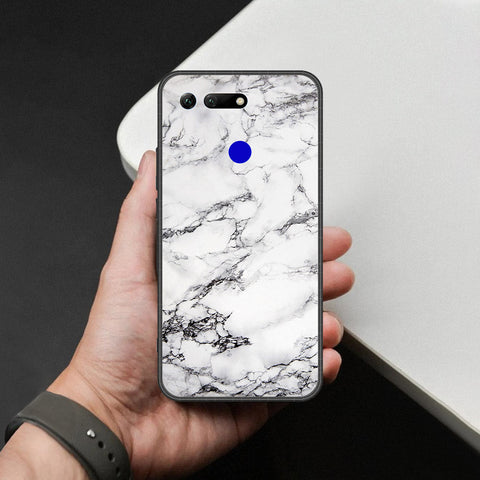 Huawei Honor View 20 Cover - White Marble Series - HQ Ultra Shine Premium Infinity Glass Soft Silicon Borders Case