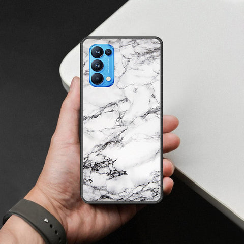 Oppo Reno 5 Pro 5G Cover - White Marble Series - HQ Ultra Shine Premium Infinity Glass Soft Silicon Borders Case