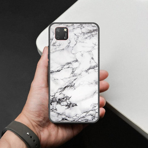 Huawei Y5p Cover - White Marble Series - HQ Ultra Shine Premium Infinity Glass Soft Silicon Borders Case