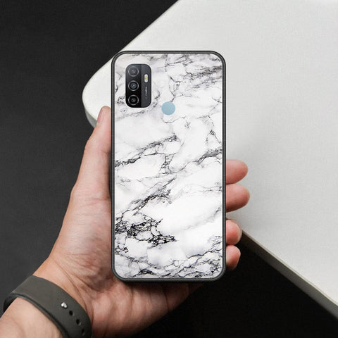 Oppo A53s Cover - White Marble Series - HQ Ultra Shine Premium Infinity Glass Soft Silicon Borders Case