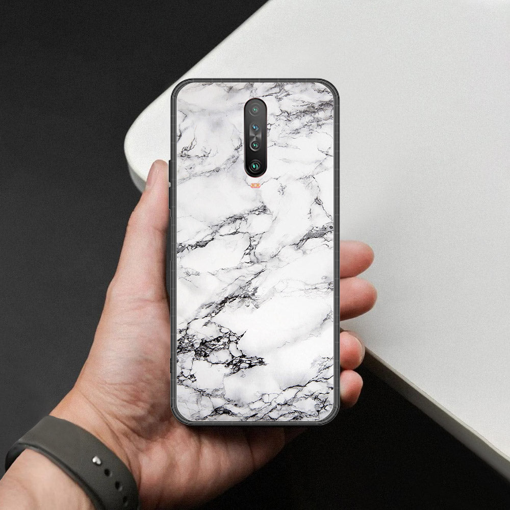 Xiaomi Redmi K30 Cover - White Marble Series - HQ Ultra Shine Premium Infinity Glass Soft Silicon Borders Case