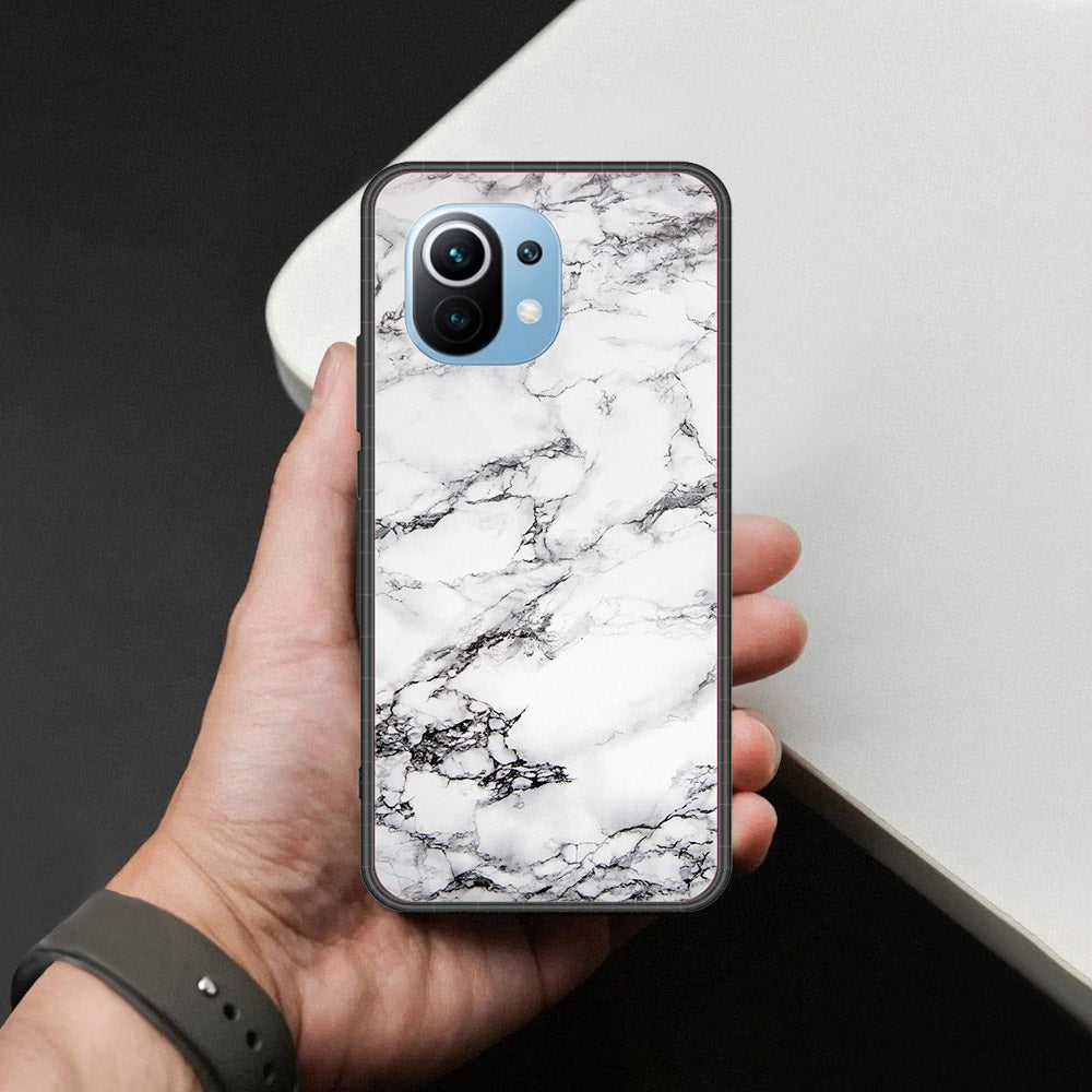 Xiaomi Mi 11 Cover - White Marble Series - HQ Ultra Shine Premium Infinity Glass Soft Silicon Borders Case