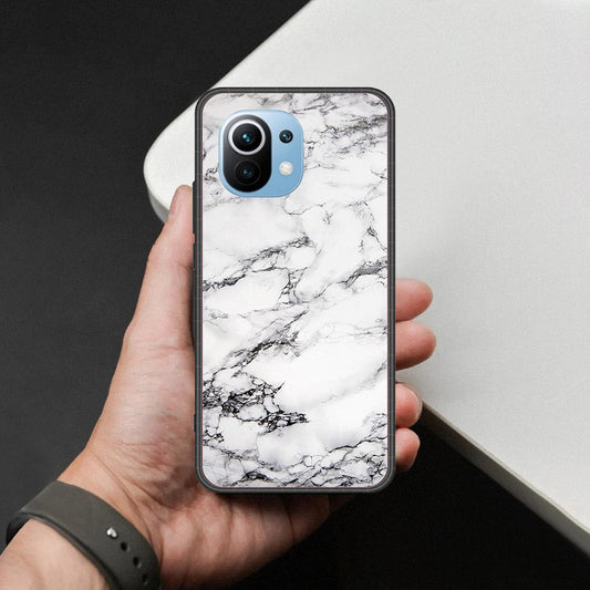 Xiaomi Mi 11 Cover - White Marble Series - HQ Ultra Shine Premium Infinity Glass Soft Silicon Borders Case