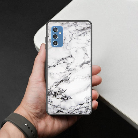 Samsung Galaxy M52 5G Cover - White Marble Series - HQ Ultra Shine Premium Infinity Glass Soft Silicon Borders Case