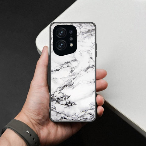 Oppo Find X5 Cover - White Marble Series - HQ Ultra Shine Premium Infinity Glass Soft Silicon Borders Case