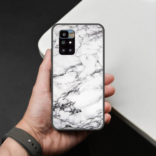 Xiaomi Redmi 10 Cover - White Marble Series - HQ Ultra Shine Premium Infinity Glass Soft Silicon Borders Case