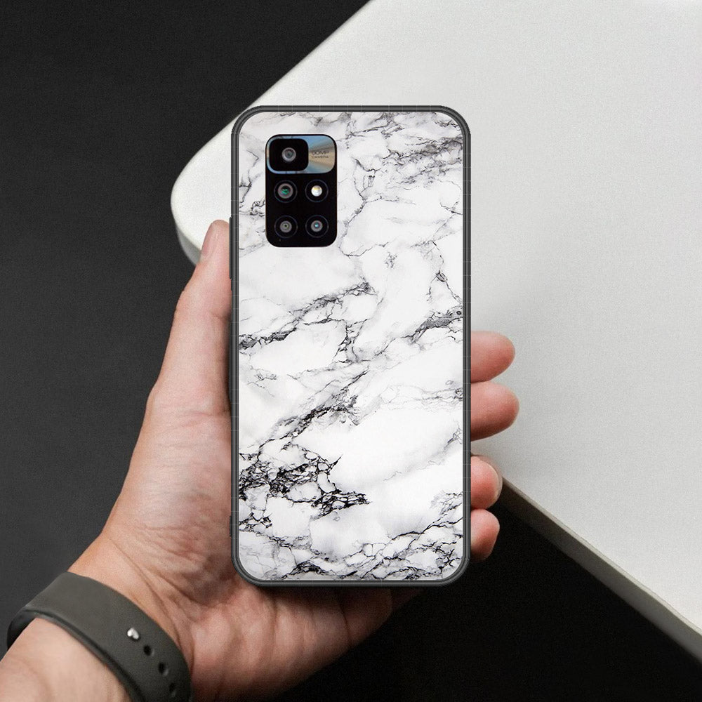 Xiaomi Redmi 10 Prime Cover - White Marble Series - HQ Ultra Shine Premium Infinity Glass Soft Silicon Borders Case