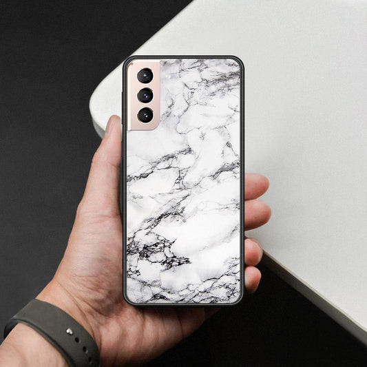 Samsung Galaxy S22 Plus 5G Cover - White Marble Series - HQ Ultra Shine Premium Infinity Glass Soft Silicon Borders Case