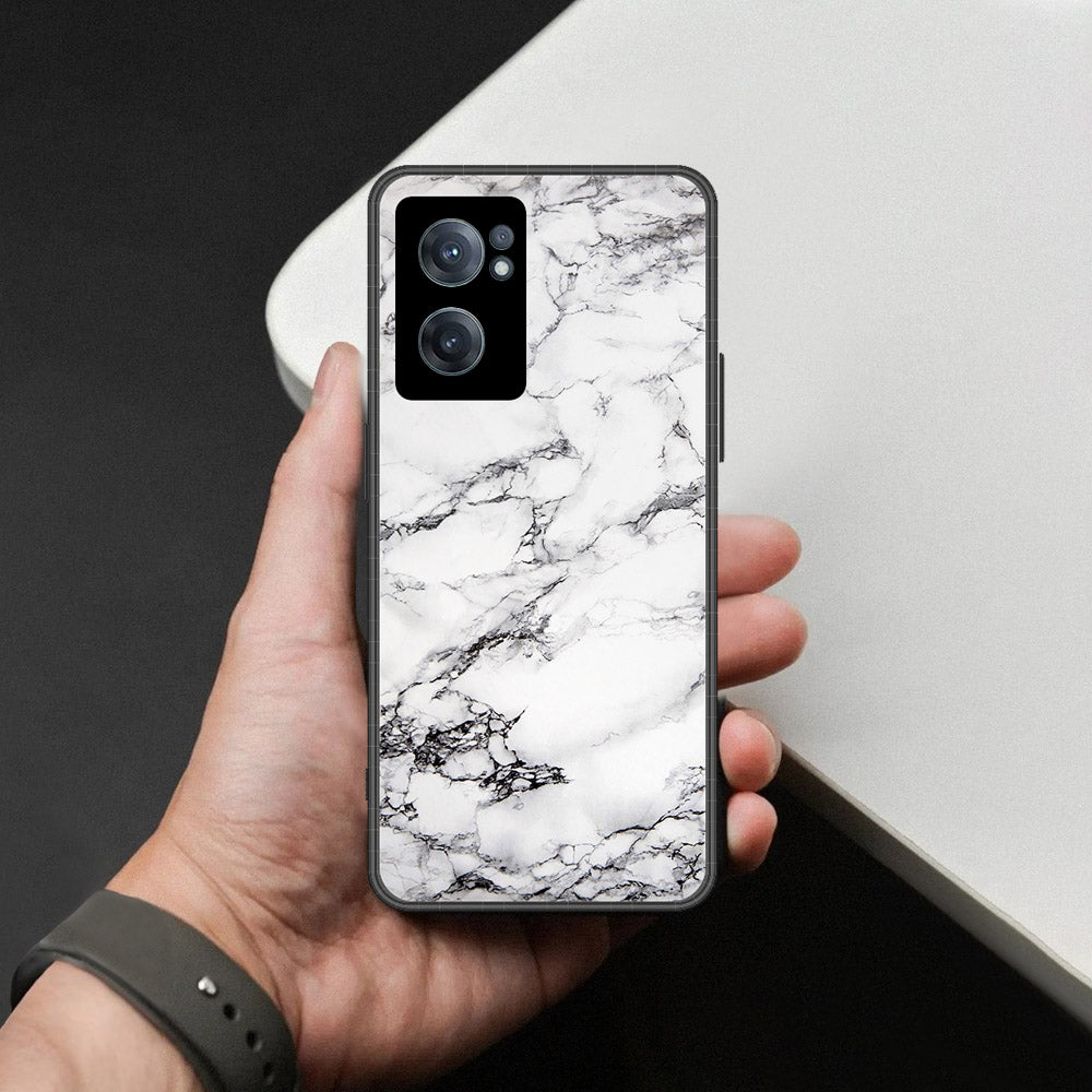 OnePlus Nord CE 2 5G Cover - White Marble Series - HQ Ultra Shine Premium Infinity Glass Soft Silicon Borders Case