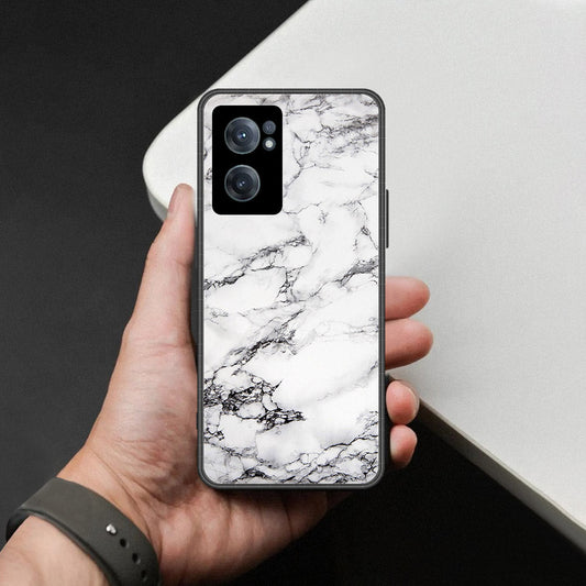 OnePlus Nord CE 2 5G Cover - White Marble Series - HQ Ultra Shine Premium Infinity Glass Soft Silicon Borders Case
