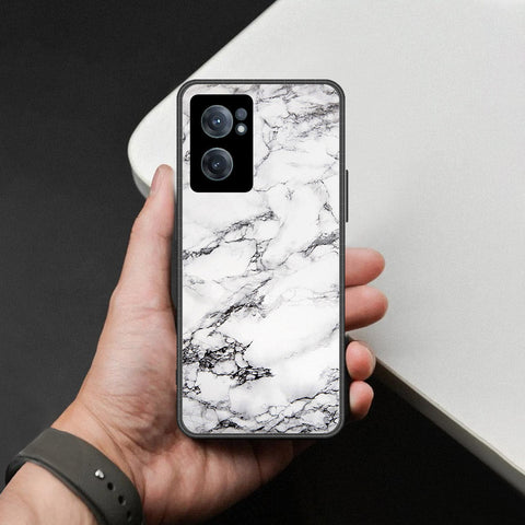 OnePlus Nord CE 2 5G Cover - White Marble Series - HQ Ultra Shine Premium Infinity Glass Soft Silicon Borders Case