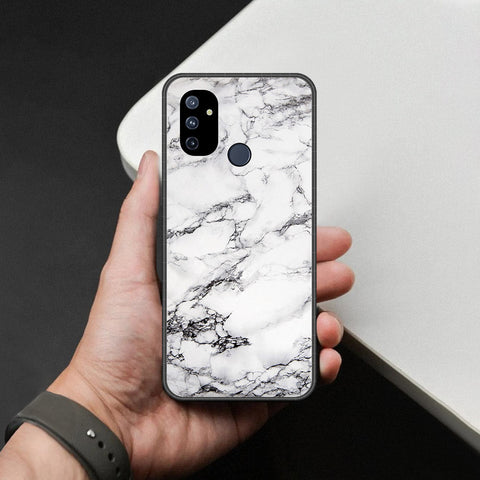 OnePlus Nord N100 Cover - White Marble Series - HQ Ultra Shine Premium Infinity Glass Soft Silicon Borders Case