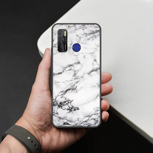 Tecno Spark 5 Pro Cover - White Marble Series - HQ Ultra Shine Premium Infinity Glass Soft Silicon Borders Case
