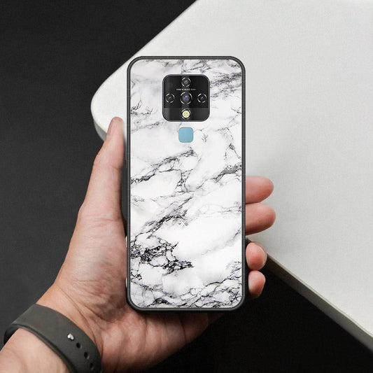 Tecno Camon 16 Pro Cover - White Marble Series - HQ Ultra Shine Premium Infinity Glass Soft Silicon Borders Case