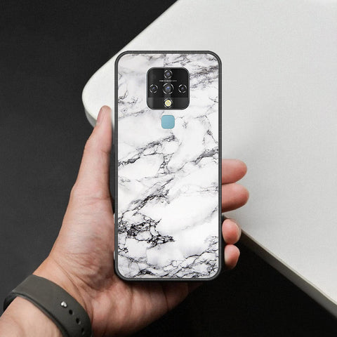 Tecno Camon 16 SE Cover - White Marble Series - HQ Ultra Shine Premium Infinity Glass Soft Silicon Borders Case