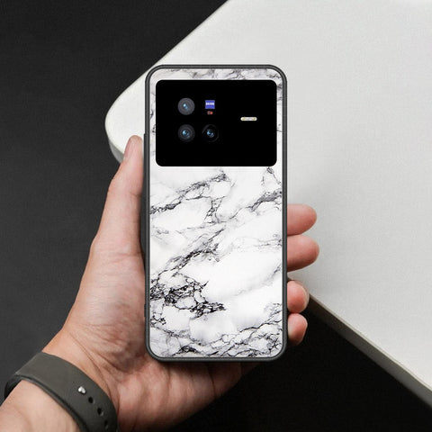Vivo X80 Cover - White Marble Series - HQ Ultra Shine Premium Infinity Glass Soft Silicon Borders Case