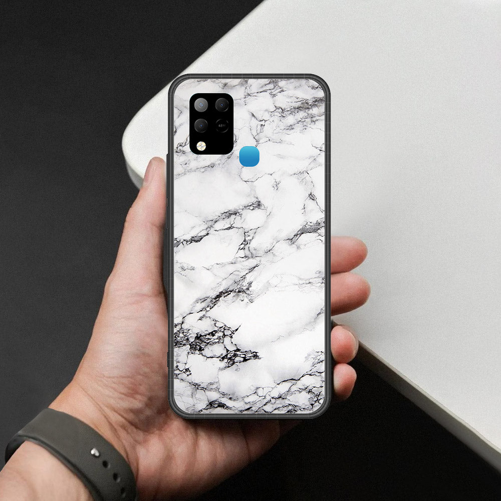 Infinix Hot 10s Cover - White Marble Series - HQ Ultra Shine Premium Infinity Glass Soft Silicon Borders Case