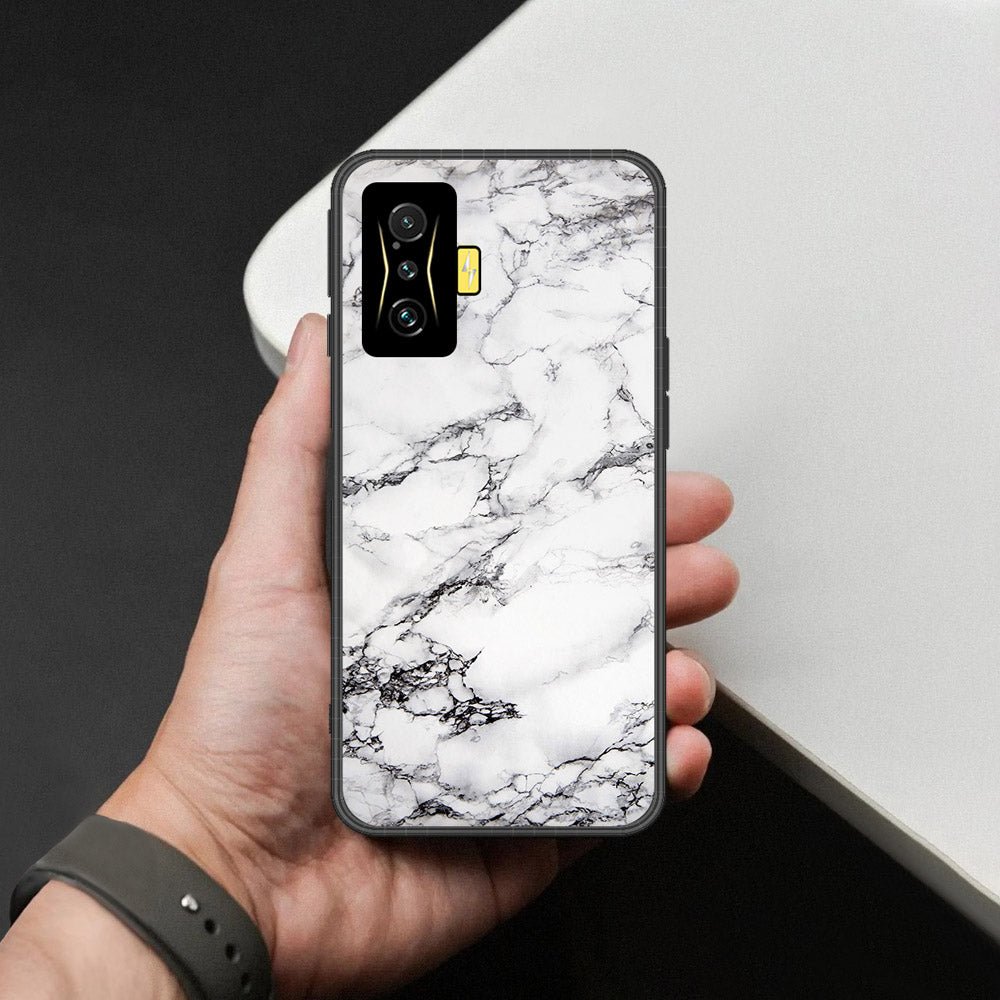 Xiaomi Redmi K50 Gaming Cover - White Marble Series - HQ Ultra Shine Premium Infinity Glass Soft Silicon Borders Case