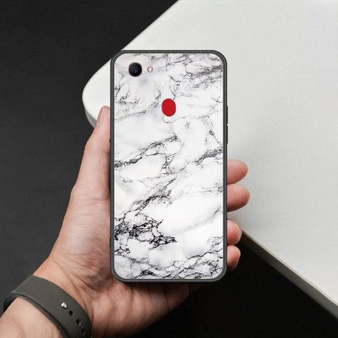 Oppo F7 Cover - White Marble Series - HQ Ultra Shine Premium Infinity Glass Soft Silicon Borders Case