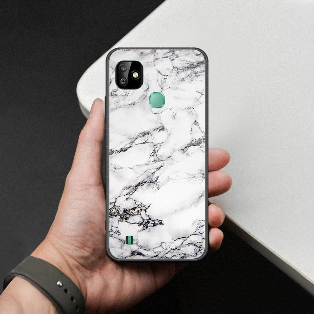 Infinix Smart HD 2021 Cover - White Marble Series - HQ Ultra Shine Premium Infinity Glass Soft Silicon Borders Case