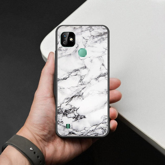Infinix Smart HD 2021 Cover - White Marble Series - HQ Ultra Shine Premium Infinity Glass Soft Silicon Borders Case