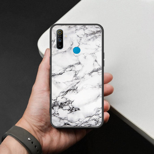 Realme 6i Cover - White Marble Series - HQ Ultra Shine Premium Infinity Glass Soft Silicon Borders Case
