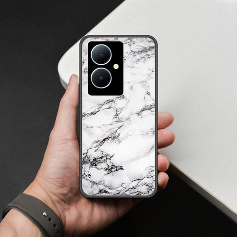 Vivo Y78 Plus 5G Cover - White Marble Series - HQ Ultra Shine Premium Infinity Glass Soft Silicon Borders Case
