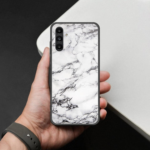 Samsung Galaxy A04s Cover - White Marble Series - HQ Ultra Shine Premium Infinity Glass Soft Silicon Borders Case
